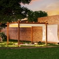 thumbnail image 5 of WildBreak Outdoor Pergola 10 x 13 feet, Wood Grain, with Retractable Beige Shade Shelter, Beige, 5 of 7