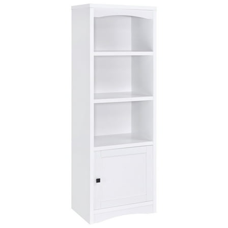 Donna Media Tower Pier Cabinet, Adjustable Shelves, White Wood 71 Inch
