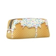 thumbnail image 2 of Uemuo White Ice Cream Printed Leather Pencil Case, Pencil Pouch, Portable Pencil Bag, Pen Case for& Office, 2 of 7