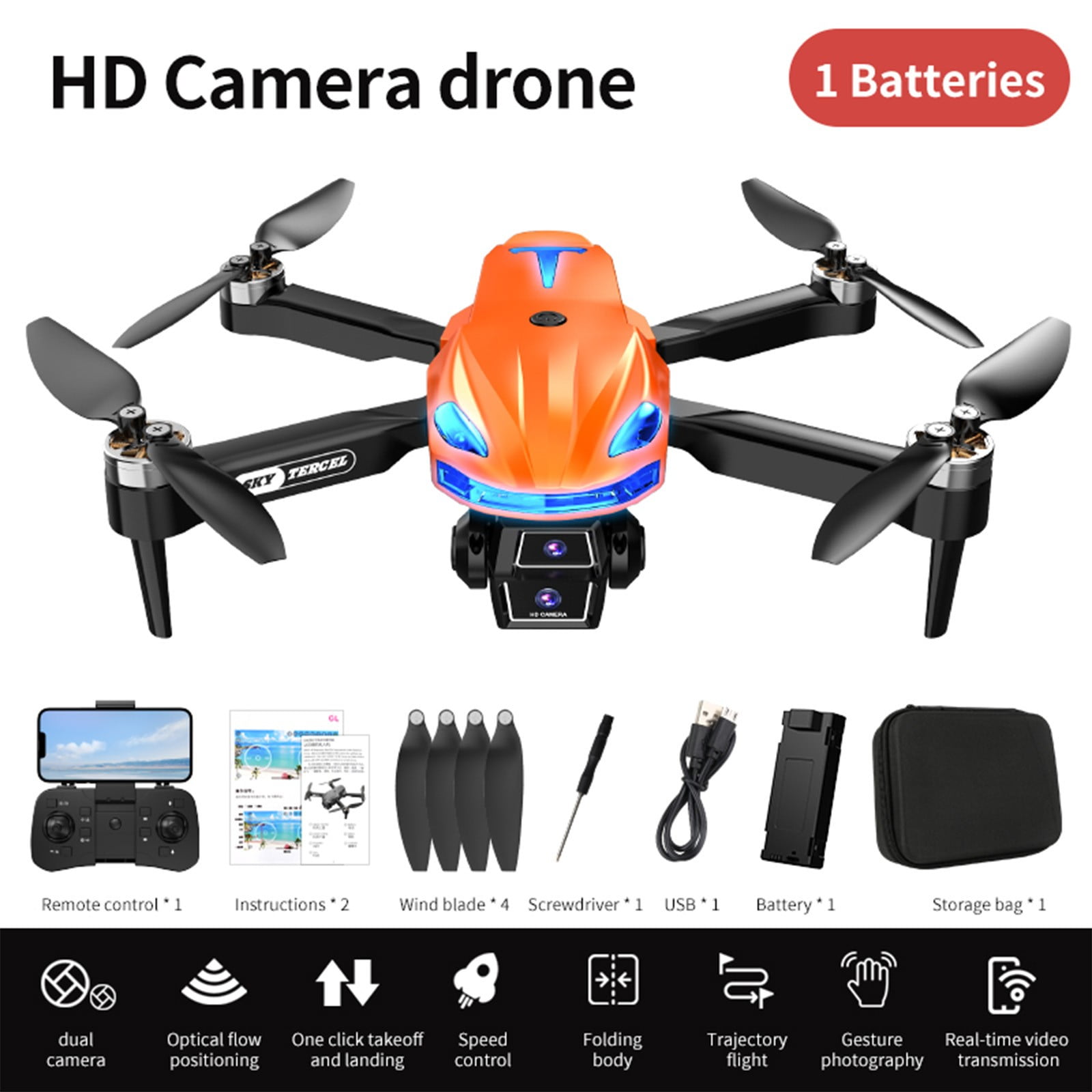 Ankereame Brushless 1080P FPV Drone 2.4G WIFI - Altitude Hold, Headless Mode, <250g No FAA Reg, Foldable w/ Spare Propellers, Gifts for Ki-ds Adults