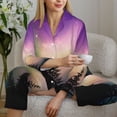 thumbnail image 6 of Rateoe Northern Lights Pattern Womens Pajamas Set Long Sleeve Sleepwear Button Down Nightwear Soft Cotton Pj Lounge Sets-Medium, 6 of 7