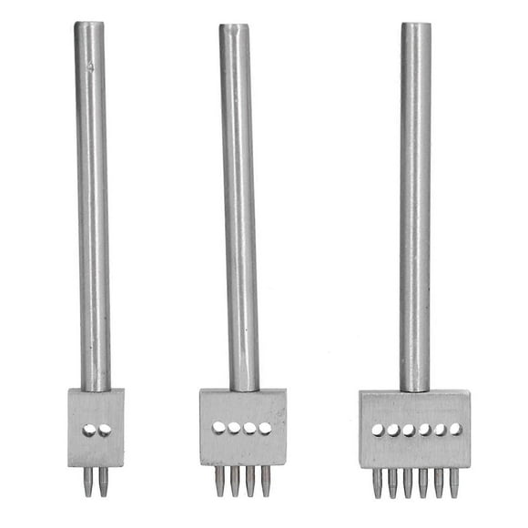 3Pcs Leather Perforated Tool Silver Tooth Durable Quick Easy DIY Leather Craft Tool Kits5mm