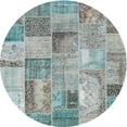 thumbnail image 1 of Ahgly Company Machine Washable Indoor Round Contemporary Grayish Turquoise Green Area Rugs, 4' Round, 1 of 7