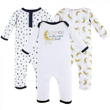 UPC: 0660168920222 | Yoga Sprout Baby Cotton Coveralls 3pk  Metallic Moon  0-3 Months