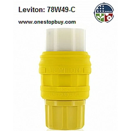 - Leviton 78W49-C Inlet Connector Locking Blade Wetguard 30A 277V 2P3W Grounding - Yellow