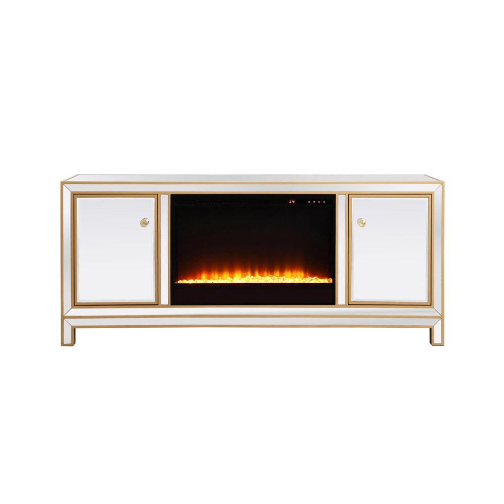 Elegant Decor Reflexion 60 in. mirrored tv stand with crystal fireplace