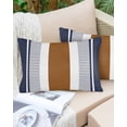 thumbnail image 4 of Outdoor Waterproof Throw Pillow Covers Set of 2 Brown Stripe Decorative Pillowcases Lumbar Outdoor Pillows Cushion Case 20x12 Inch Boho Style Blue Patio Pillows for Couch Sofa Bed Garden, 4 of 7