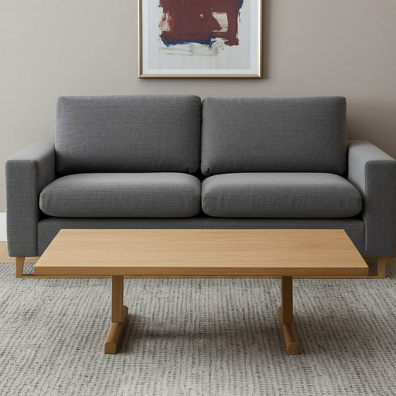 HomeRoots 596406 55 in. Natural Solid Wood Double Pedestal Coffee Table