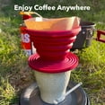 thumbnail image 4 of Collapsible Pour Over Coffee Dripper for Camp Coffee, Reusable Silicone Coffee Filter Holder for Camping Red with a 2.5ml Coffee Measuring Spoon, 4 of 8