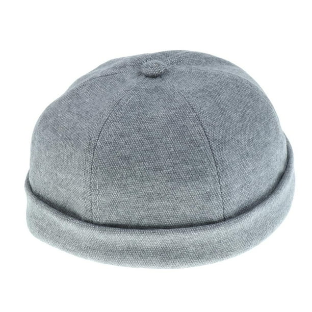 1pc Skullcap sombrero de Beanie Rolled Cuff Retro Men Fashion Brimless Docker Hat Gris Yuyangstore sombrero de moda