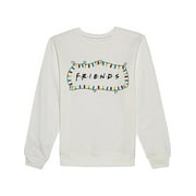 Warner Bros. Womens Juniors Friends Holiday Printed Christmas Sweatshirt White M