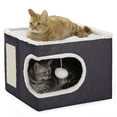 thumbnail image 1 of Cama para gatos Garnpet Cube House Indoor con bloc de notas, color gris oscuro, 1 of 4