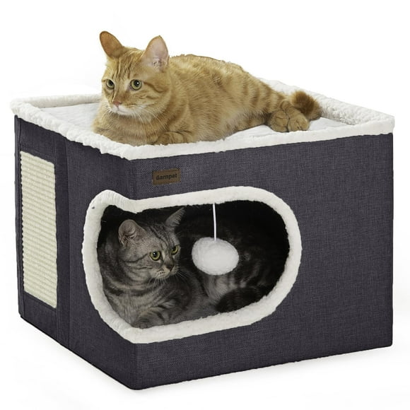 Cama para gatos Garnpet Cube House Indoor con bloc de notas, color gris oscuro