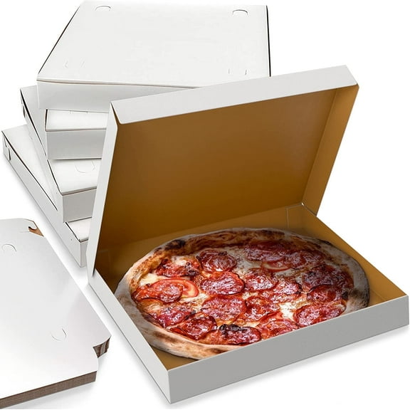 MT Products White Clay Coated Pizza Box 10" x 10" x 1.5" - Pack of 20