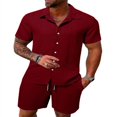 thumbnail image 4 of Conjunto de camiseta y pantalones cortos de verano para hombre, ropa deportiva multicolor de 2 piezas, camiseta y pantalones cortos, 4 of 5