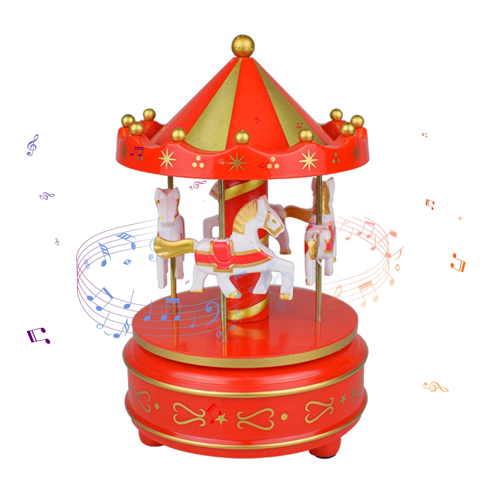 Vintage Wooden Carousel Music Box Child Girl Christmas Birthday Gift Toy Wedding Decoration 