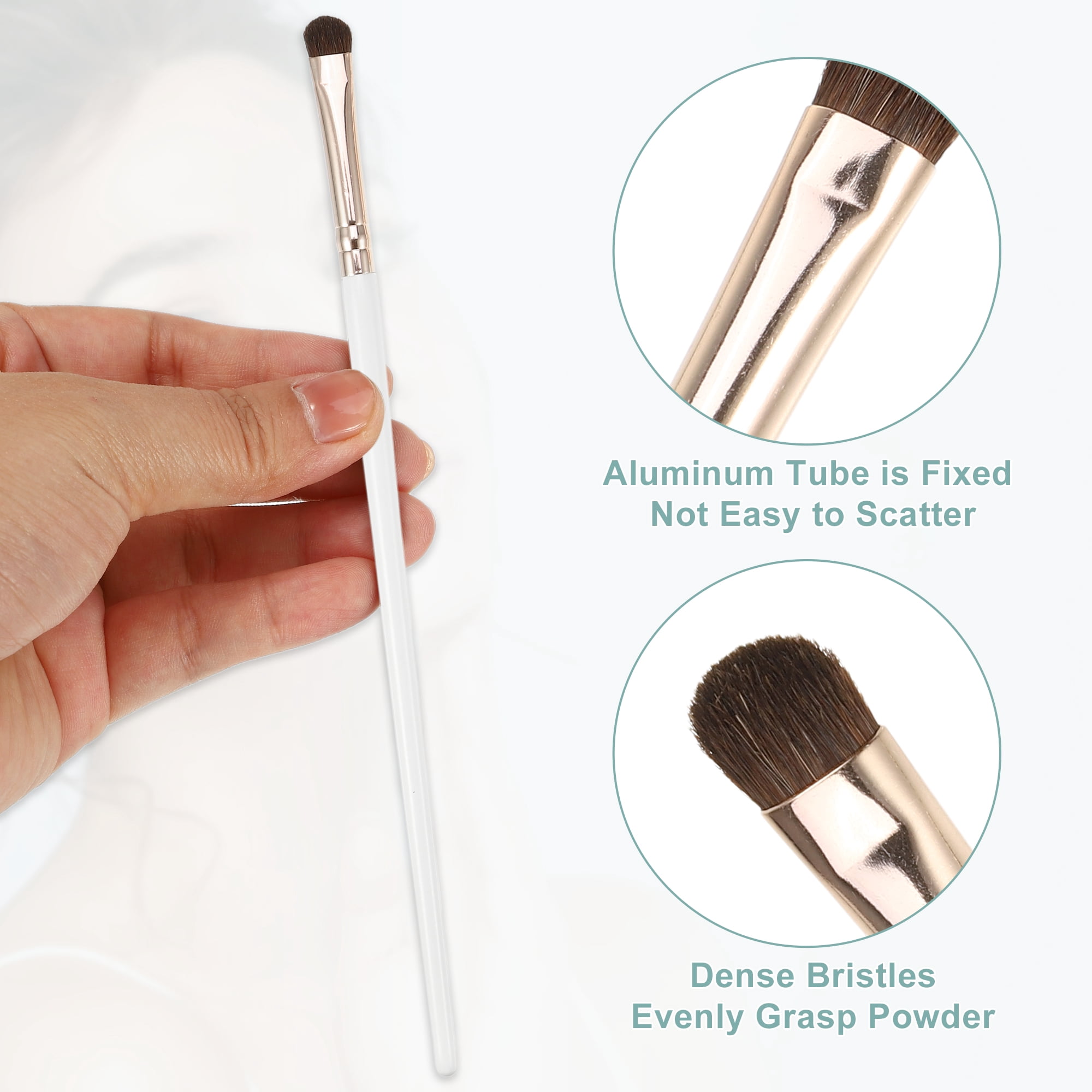 Unique Bargains 4pcs Makeup Brush Kit for Vacation White, Gold Tone
