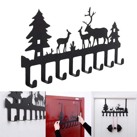 Door Hook Clothes Hanger Punch Clothes Hook Rack Christmas Metal Hook Bedroom Door Back Hanger Drywall Hooks for over Door Purse Organizer Craft Organization Scarf Holders for Windows Bathroom Hanger