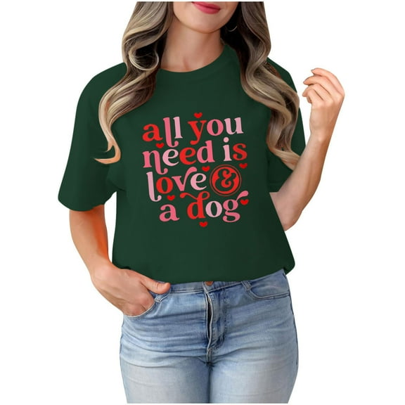 WREESH Matching Couple Love Valentine T-Shirt Set Letter Print Short Sleeve Tops, A Lovely Anniversary Gifts for Couples Olive Green