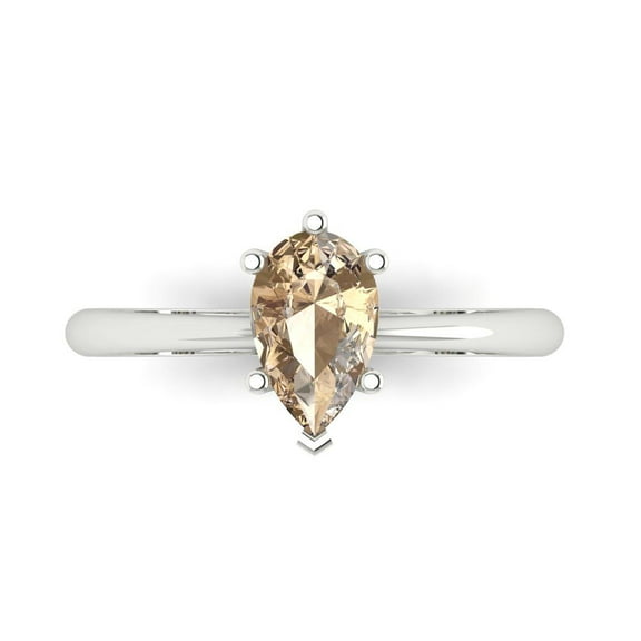 Solitaire Engagement Ring for Women - 1ct Yellow Moissanite in 14K White Gold Promise Ring