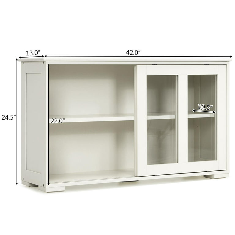 Giantex Stackable Buffet Cabinet, Kitchen Storage Cabinet with Sliding Tempered Glass Doors, Small Sideboard for Kitchen, Dining Room or Living Room