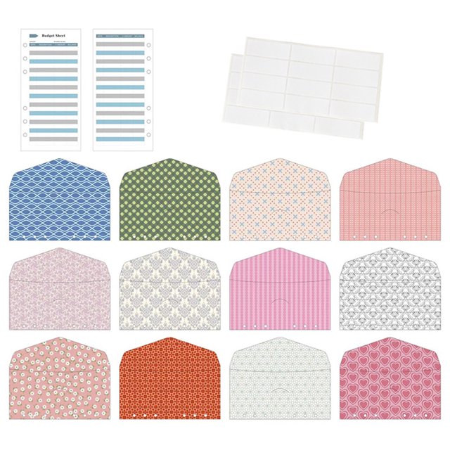 12 Budget Envelopes With 6 Holes Office Supplies Accounting Record Sets Vintage Unique Design Creative
