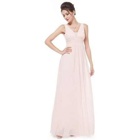 Ever-Pretty Women's Elegant Long Maxi V Neck Chiffon Evening Cocktail Prom Party Bridesmaid Wedding Guest Formal Dresses for Women 08110 (Pink 4