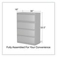 thumbnail image 6 of Alera Lateral File, 4 Legal/Letter-Size File Drawers, Light Gray, 36" x 18.63" x 52.5", 6 of 7