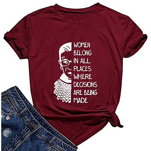 YourTops T-Shirt Graphique pour Femmes « Appartenir à Tous les Endroits » (S, 6-Bourgogne)