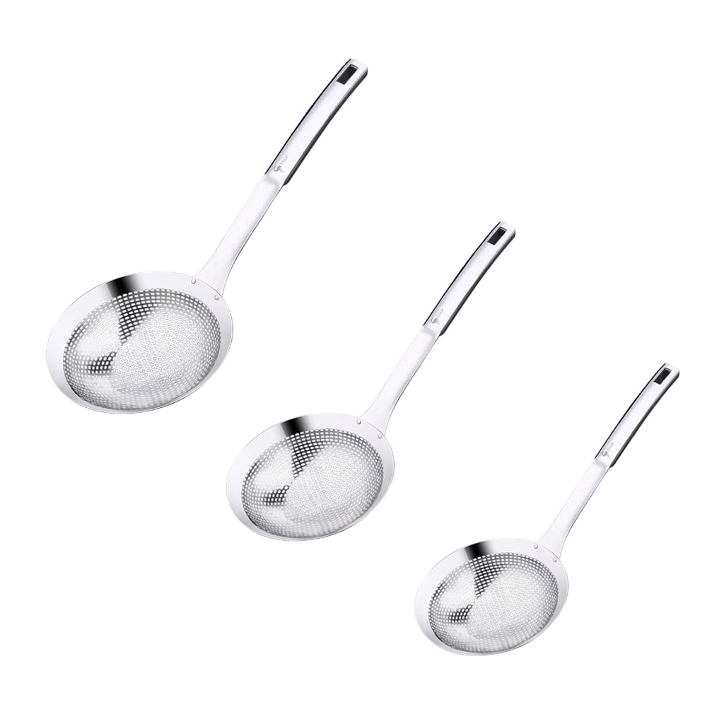 Flameer Skimmer Strainer Stainless Steel Ladle Spoons Soup Cook 3 Sizes M