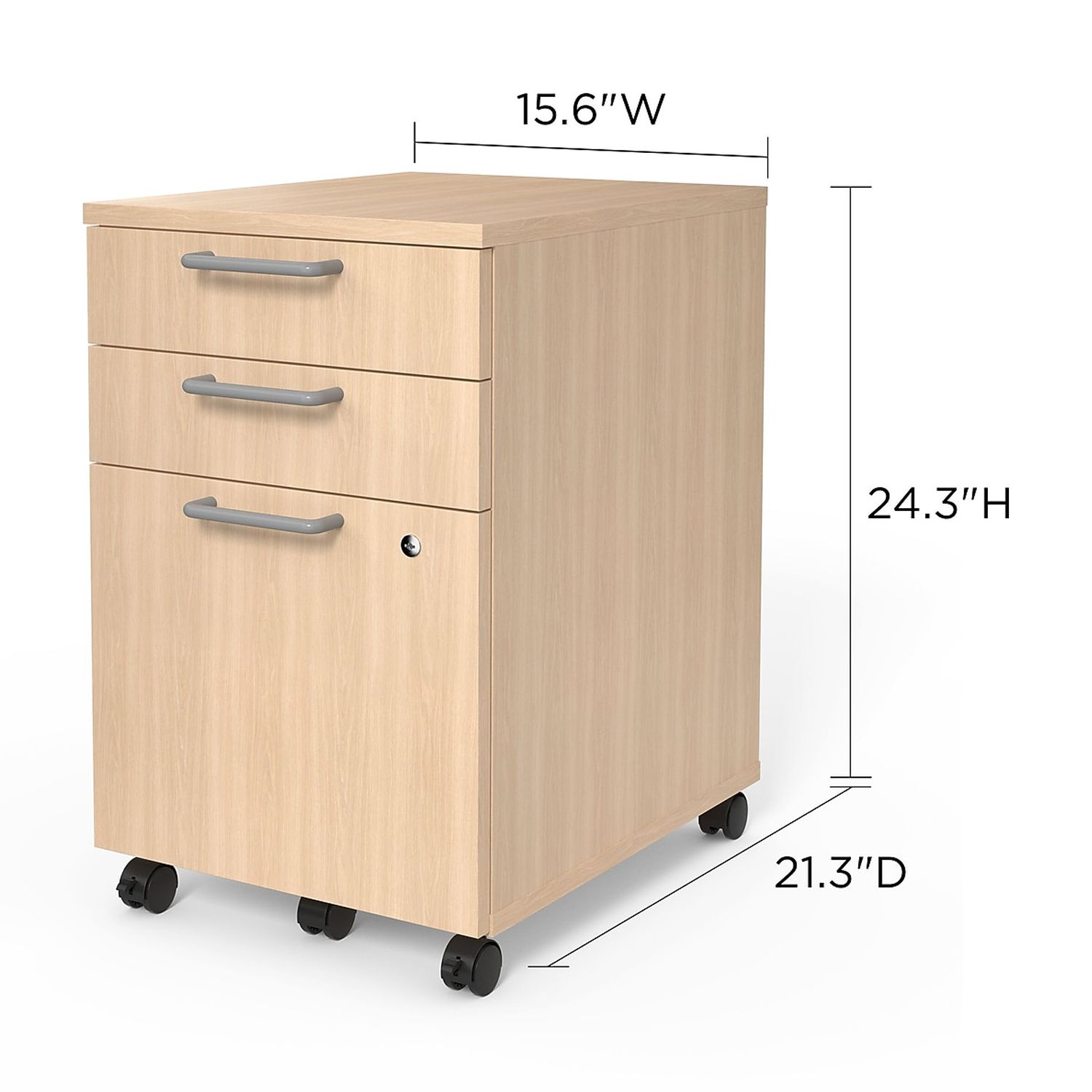 Staples Union & Scale Essentials 3-Drawer Vertical File Cabinet Mobile/Pedestal Letter/Legal Natural