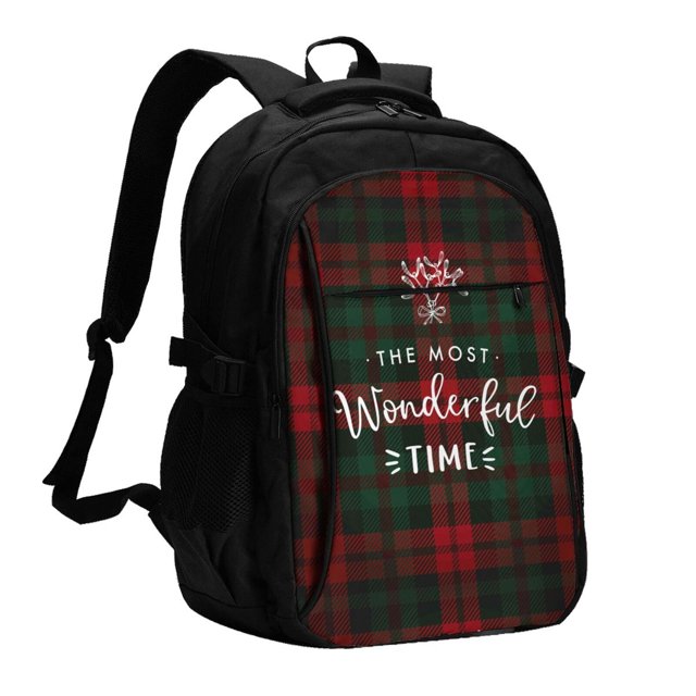 Fotbe Wonderful Time Christmas Mochila con Estampado y Puerto USB para Hombre y Mujer, Mochila Antirrobo, Mochila de Viaje, Mochila Escolar, Mochila Universitaria