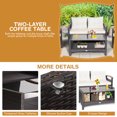 thumbnail image 4 of Patiojoy Patio Rattan 4PCS Cushioned Chair Side Table Set Bistro Set Classic Furniture Single Sofa Thick Cushion Loveseat for Garden Off White, 4 of 7