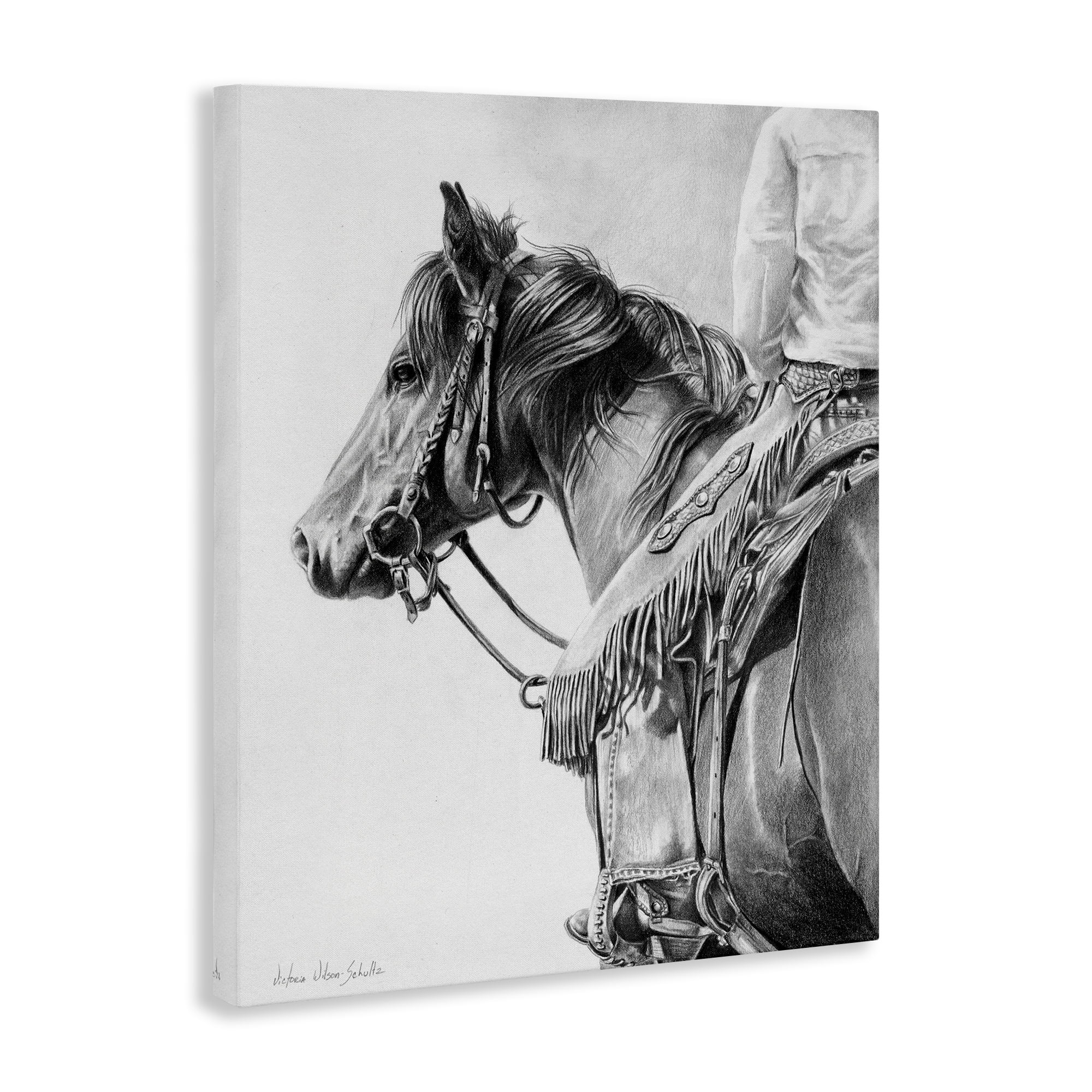 Stupell Industries Detailed Stallion & Cowboy Animals & Insects Drawing Gallery Wrapped Canvas Art Print Wall Art, 24 x 30