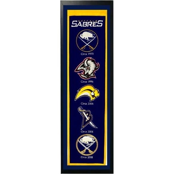 Encore Select 109-57 Buffalo Sabres Logo History Felt Banner - 14 x 37 in.
