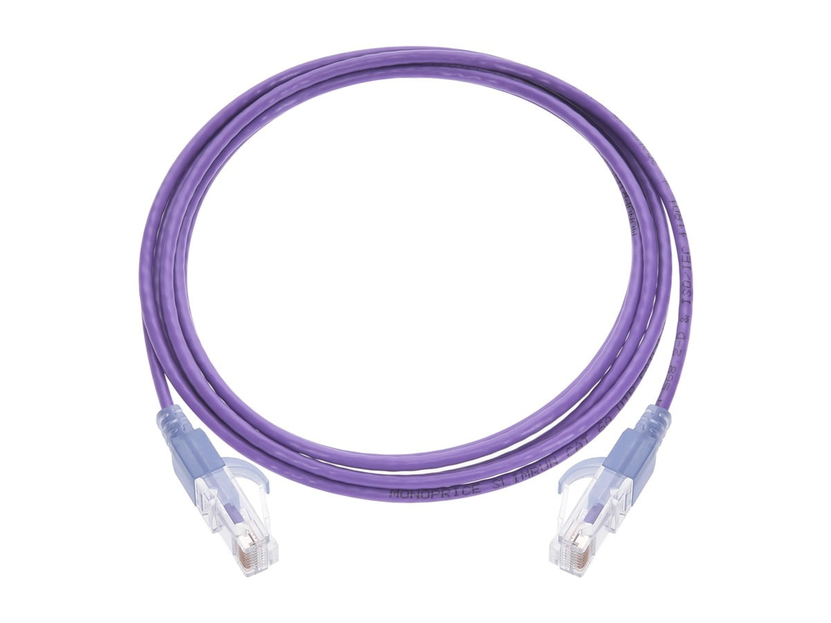 Monoprice Cat6A Ethernet Patch Cable - 7 Feet - Purple (10 Pack) Snagless RJ45 550Mhz UTP Pure Bare Copper Wire 10G 30AWG - SlimRun Series