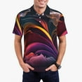 thumbnail image 1 of Saiise Colorful Abstract Wave Motion Print Mens Golf Shirt Moisture Wicking Quick-Dry Print Performance Polo Shirts for Men-Large, 1 of 6