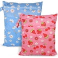 thumbnail image 1 of HAYAN2pcs Travel Waterproof Laundry Bag, Cloth Diaper Wet Dry Bags with Handle & 2 Zipper Pockets, Reusable Washable Dirty Clothes Bag for Baby Adult Travelling Hanging, Bathing Beach Pool Daycare, 1 of 1