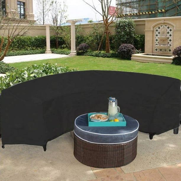 ODOMY Curved Outdoor Sofa Furniture Dust Cover Polyester 228x116x86cm