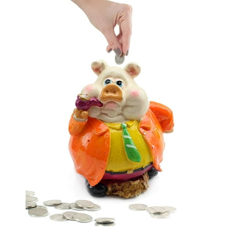 Novelty Pig Saving Box Coin Bank Money Saving Bank Toy Bank Piggy Bank for 2019 New Year, (Orange)