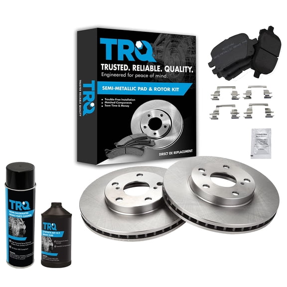 TRQ Front Metallic Brake Pad & Rotor Kit w/Fluids for Camry Avalon Solara ES300 BKA15908 Fits select: 1998-2004 TOYOTA AVALON, 1997-2001 TOYOTA CAMRY