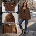 thumbnail image 3 of REDESS Winter Coats for Women, Hooded Button Front Outerwear Coats, Casual Warm Winter Jacket, 3 of 7