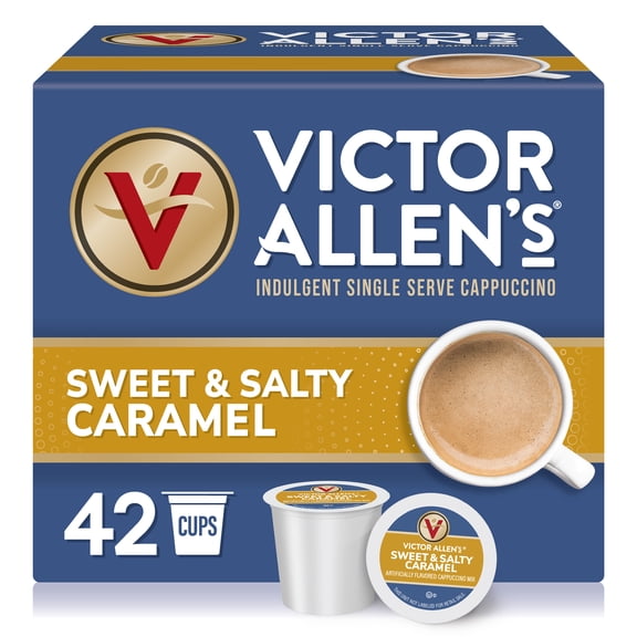 Victor Allen's Coffee Sweet & Salty Caramel Cappuccino, 42 Count, Single Serve K-Cup Pods for Keurig K-Cup Brewers