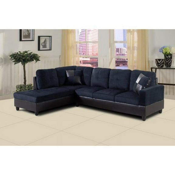 PonLiving Sectional Sofa, 2 Piece Living Room Couch Sofa&Chaise, Left Facing Chaise, Dark Blue
