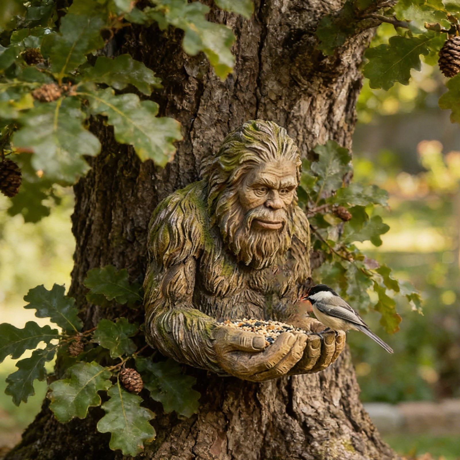Bird Feeder: Your Backyardâs New Sasquatch Bird Butler Bird Feeder, Bird Feeders For Outdoors Hanging, Fun Wildlife Garden Decor With Palm Bowl For Backyard Bird Watching