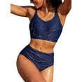 thumbnail image 1 of Womens V Neck Bikini Sets Tummy Control Two Piece Athletic Swimwear Ruched Swimsuit, 1 of 6
