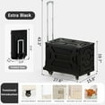 thumbnail image 6 of VECELO Extra Large Foldable Utility Cart, Portable Rolling Crate Handcart with Adjustable Handle, Shopping Trolley Collapsible Tool Box with Lid & Wheels, Black, 6 of 7