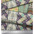 thumbnail image 2 of Soimoi Silk Fabric Ogee & Mandala Patchwork Decor Fabric Printed Yard 42 Inch Wide, 2 of 3
