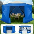 thumbnail image 4 of COBIZI 15x15 Pop up Gazebo Extra Large Screen Tent, 8-Sided Screen House for Camping, Camping Outdoor Screened Gazebo with 7 Sidewalls, Portable Hub Tent with Carrying Bag and Ground Stakes, Blue, 4 of 11