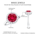 thumbnail image 5 of Rosec Jewels Certified Lab Grown Ruby Engagement Ring with Halo - Round Ruby Diamond Ring for Women (8 mm, AAAA Quality), 925 Sterling Silver, US 3.00, 5 of 8